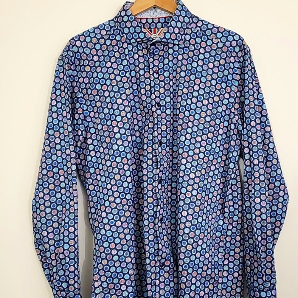 7 Downie St. -  17 1/2  -  Multi colour polka dots